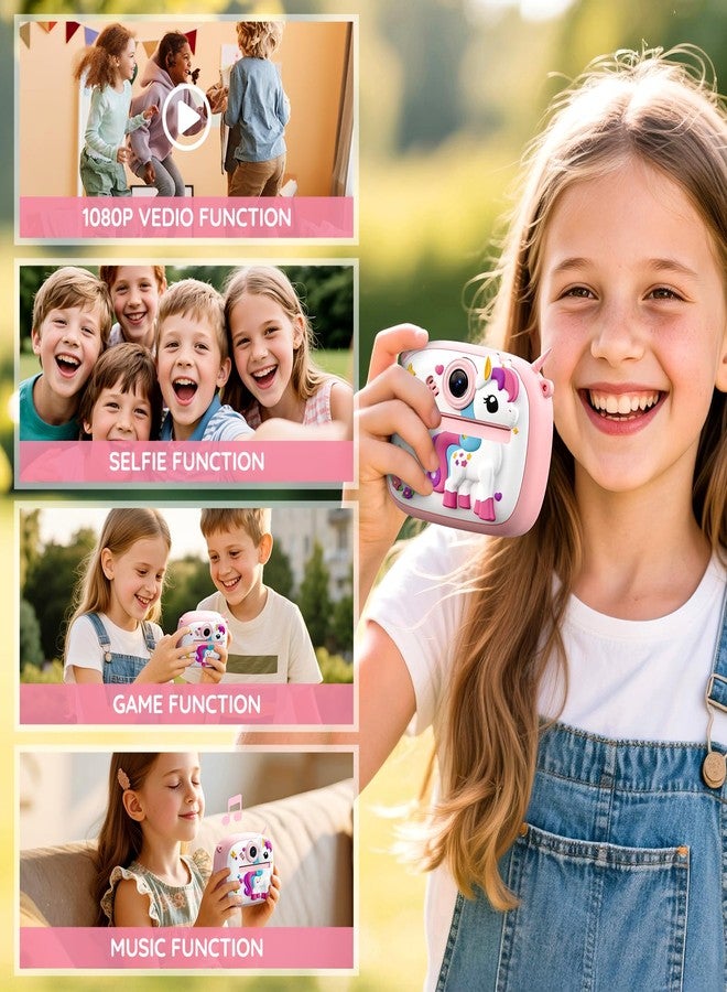 YOZISS Kids Camera Instant Print, Digital Camera for Kids, Christmas Birthday Gift for Boys Girls 3-12 with Silicone Cover, Selfie Cam No-Ink Instant Print with SD Card & 3 Rolls Paper (Pink) - Image 4